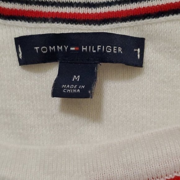 TOMMY Hilfiger colour block 100% cotton knit long sleeve crewneck pullover - Picture 5 of 6